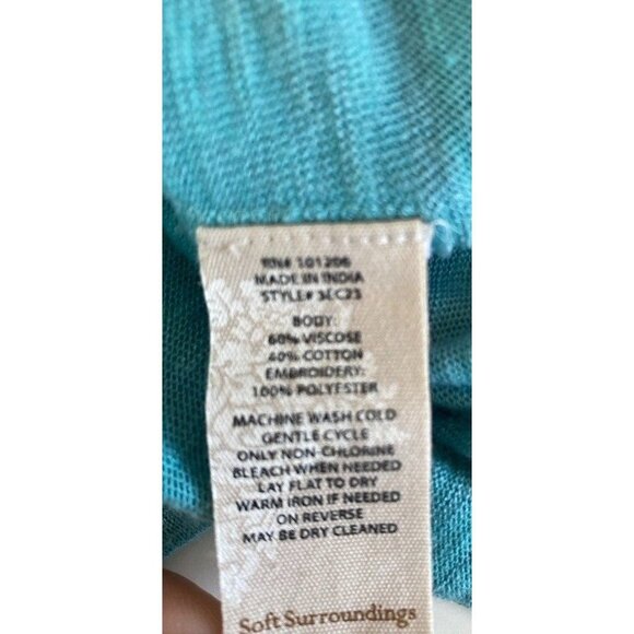 Soft Surroundings Tunic Top PL Floral Embroidered Trim 2EC23 Stretchy Smocked - Picture 7 of 9